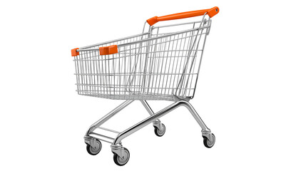Empty metal shopping cart with orange plastic handle and corner protectors © Tibor