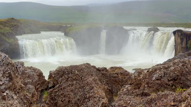 Godafoss waterfall in summer, Iceland