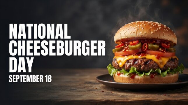 Juicy cheeseburger on plate for National Cheeseburger Day