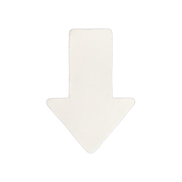 Plain white arrow pointing down isolated on transparent background