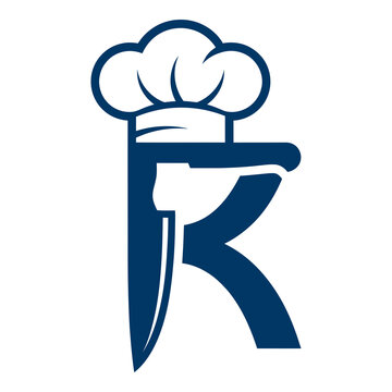 Chef hat and knife logo symbol
