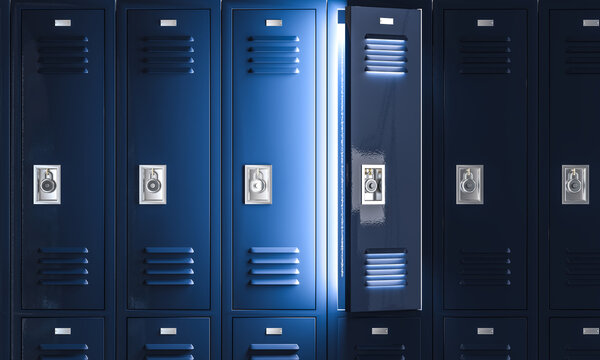 Open locker revealing glowing light 3d