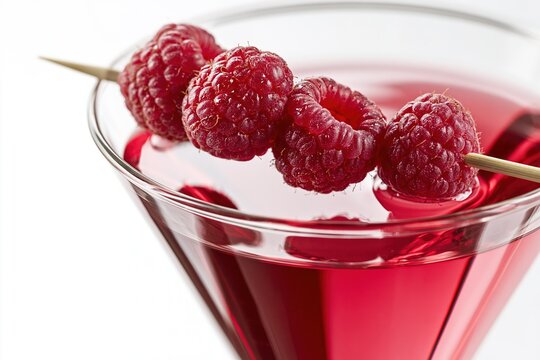 Raspberry Skewer in Red Cocktail