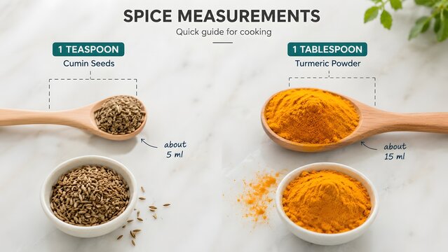 Spices with Measurement Indicators for Cooking Tutorial