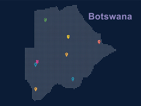 Botswana map with dotted pattern