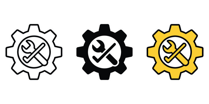 Installation icon vector for quality support, certified repair solutions, product setup, and user manual guide symbols