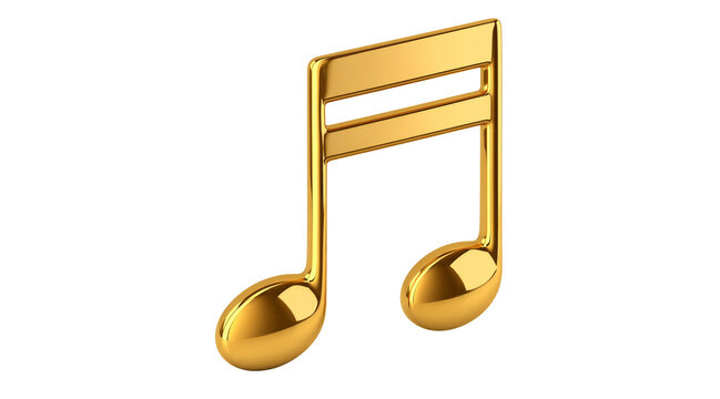 3D Golden Music Note Icon on Black Background