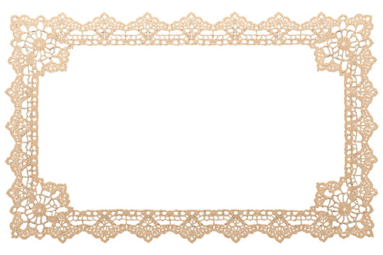Delicate beige crochet lace frame