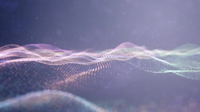 波打つ光の粒子とウェーブの抽象的な背景動画 ループ素材