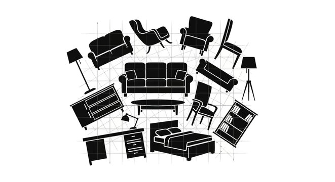 Furniture icons with include sofas chairs