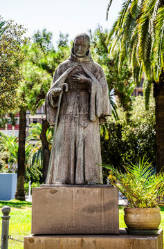 Statue of Sant'Egidio Maria da Taranto, Taranto-born Franciscan saint canonized by John Paul II in 1996, in the gardens of Piazza Garibaldi, Taranto, Puglia, Italy