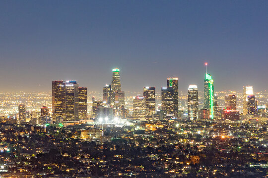 scenic view to Los Angeles by night
