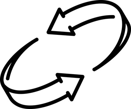Hand drawn sketchy circle arrow symbol isolated on white background