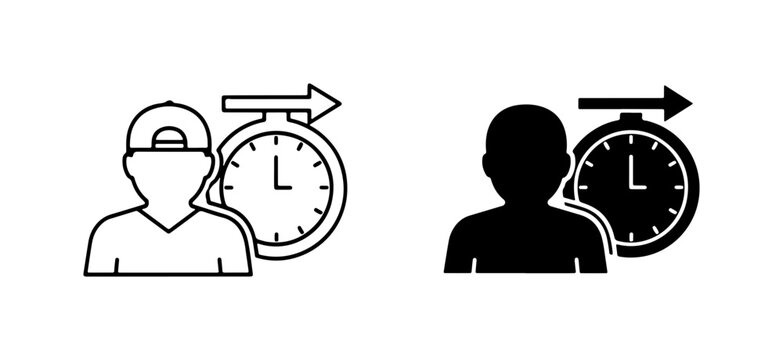 Person with Stopwatch Icon, Time Management, Speed, Efficiency, Deadline, Quick Service