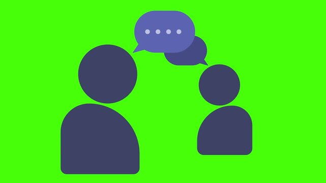 Business Communication Animation with People and Speech Bubbles on Green Screen