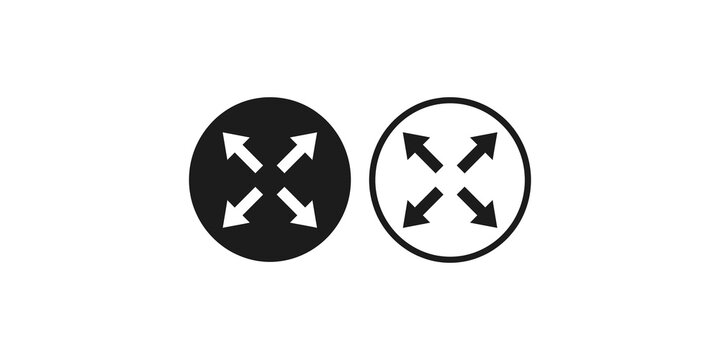 Expand and resize screen interface icons with four directions arrows for web development and desktop application design.