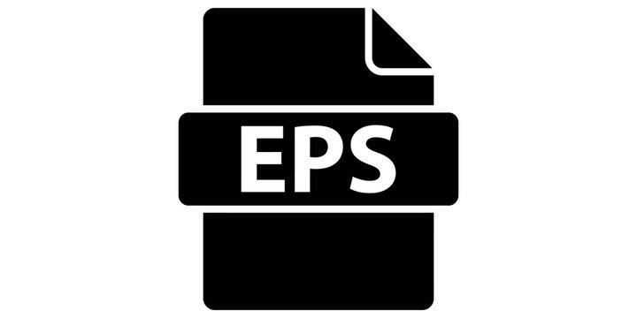 Black eps file format icon symbol for digital document management and graphic design projects.