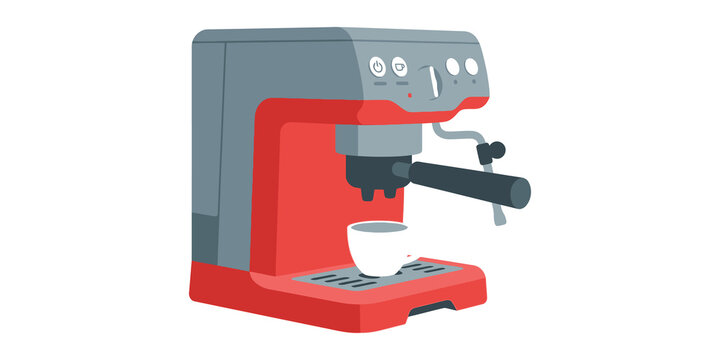 Colorful espresso machine with red, gray, and black accents ready to brew coffee for beverage enthusiasts.