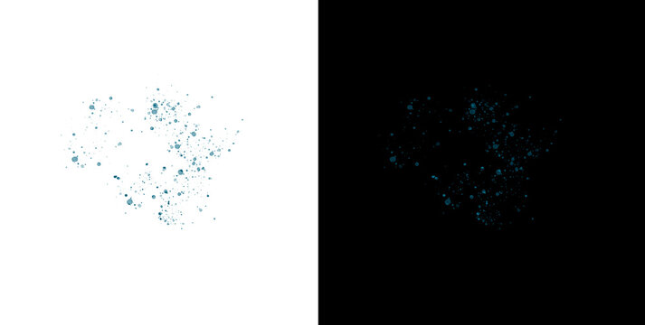 Abstract particle effect composed of scattered turquoise circles created for motion graphics or digital design overlays.