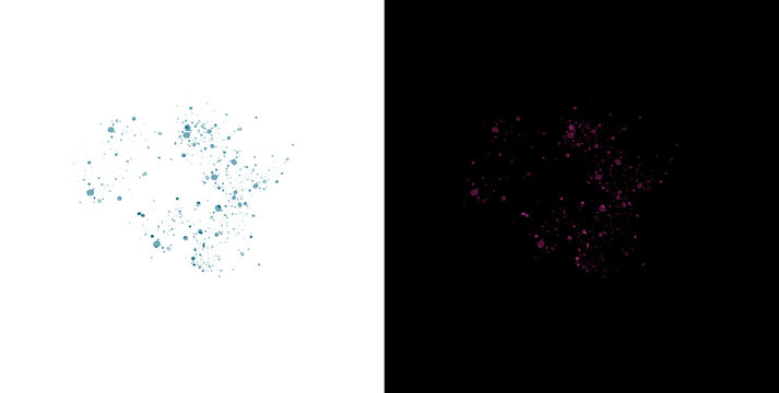 Abstract particle effect composed of scattered magenta circles created for motion graphics or digital design overlays.