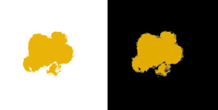 Yellow smoke cloud explosion with dense vapor texture elements perfect for industrial gas leaks and toxic waste visuals.