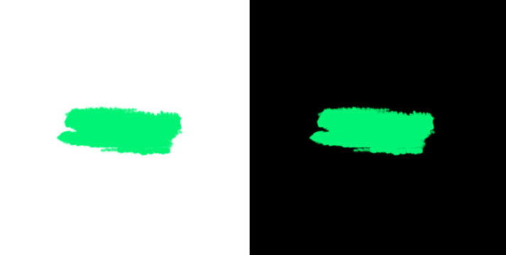 Green paint stroke brush mark isolated on transparent background for decorative design and visual projects.