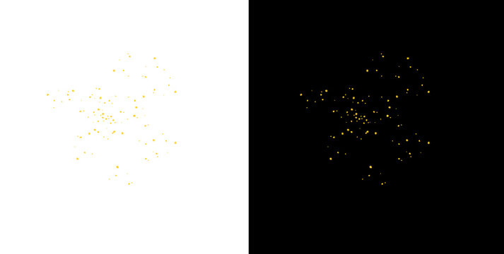 Golden glitter sparkles and glowing magic dust particles on transparent background for festive celebrations designs.