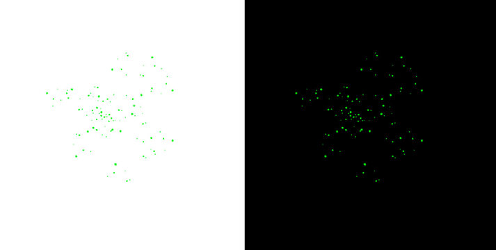 Green magic dust and glowing bio glitter particles on transparent background for sci-fi and fantasy themed creations.