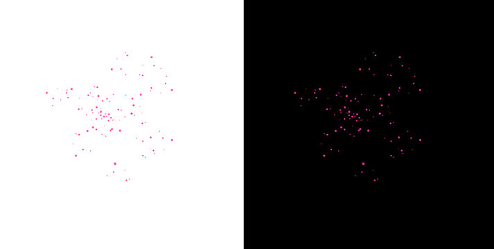 Bright pink paint splash particles background isolated on transparent layer for vibrant creative design applications.
