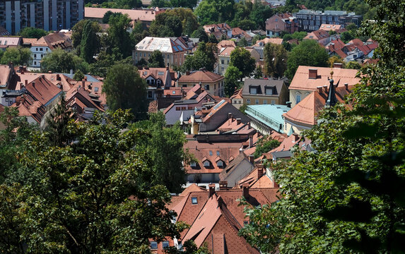 View over the city of Ljubljana, Slovenia, on a sunny day