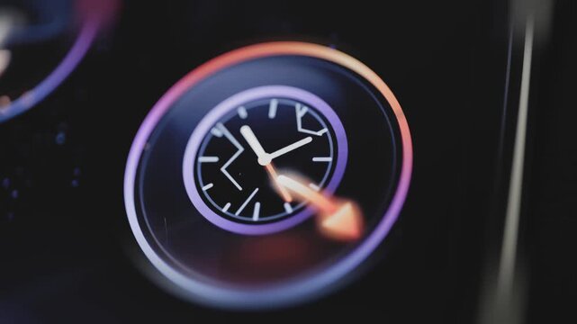 Clock dial and forward arrow suggest urgent timing