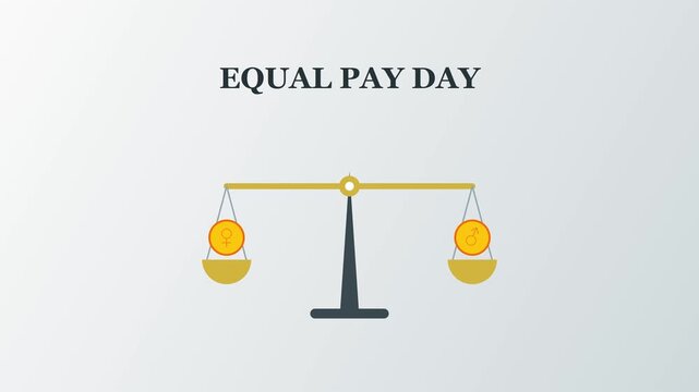 Equal Pay Day Concept Graphic with Gender Balance Scales Illustration