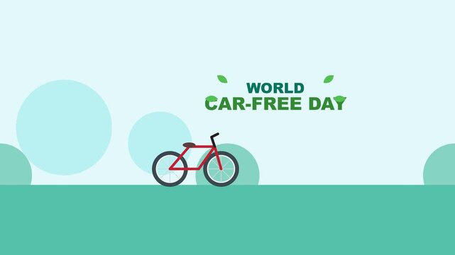 Bicycle on World Car Free Day Motion Graphic Animation