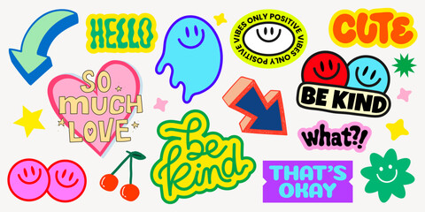 Naklejka premium Colorful stickers with positive messages vector set