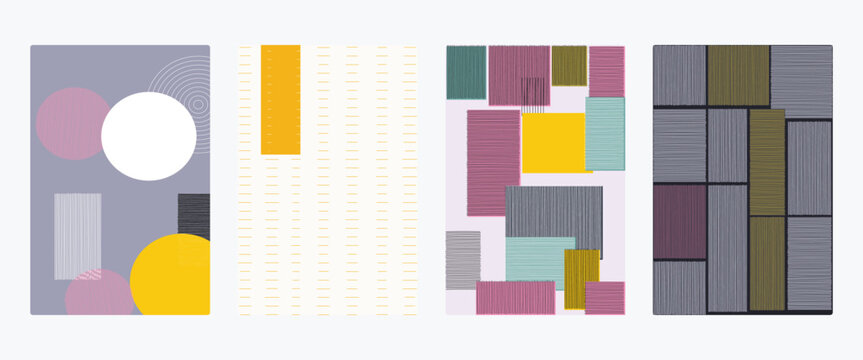 Vibrant Abstract Geometric Patterns with Bold Colors & Textures - Modern Art Design