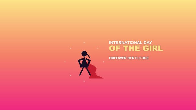 Empowerment Girl Silhouette with Red Superhero Cape on Gradient Background