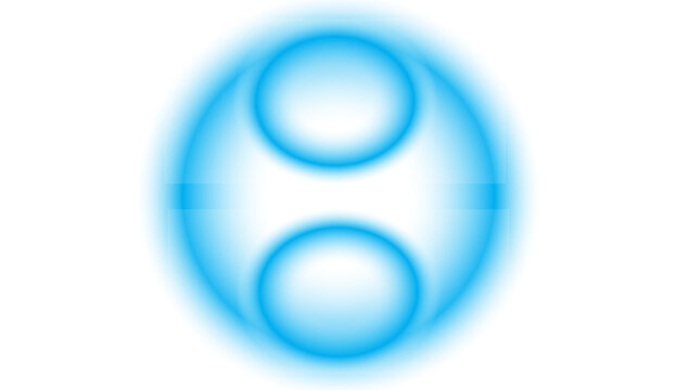Abstract blue glowing circular light shape with two inner oval rings and a soft luminous effect. Clean modern design suitable for technology, digital interfaces, futuristic concepts, energy graphics, 