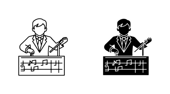 Conductor Icon, Music Director Silhouette, Orchestra Leader Vector Art, Maestro Symbol