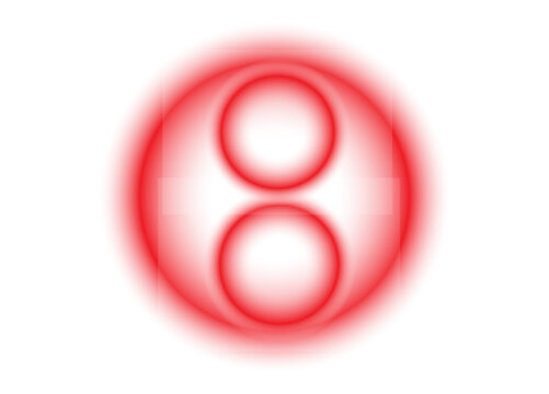 Abstract red glowing circular light shape with two inner oval rings and a soft luminous effect. Clean modern design suitable for technology, digital interfaces, futuristic concepts, energy graphics, 