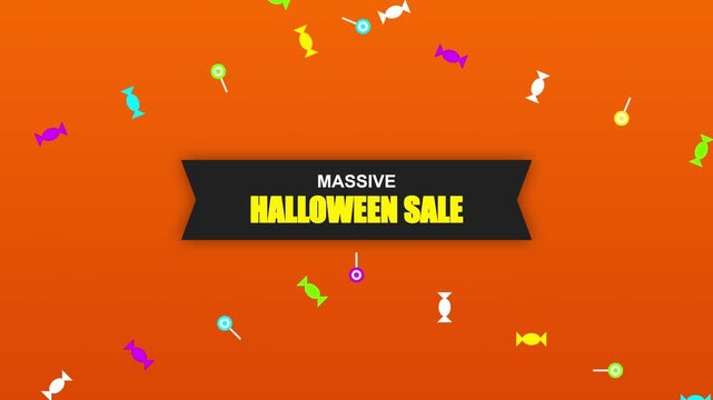 Halloween Sale Promotional Background with Floating Candy Illustration