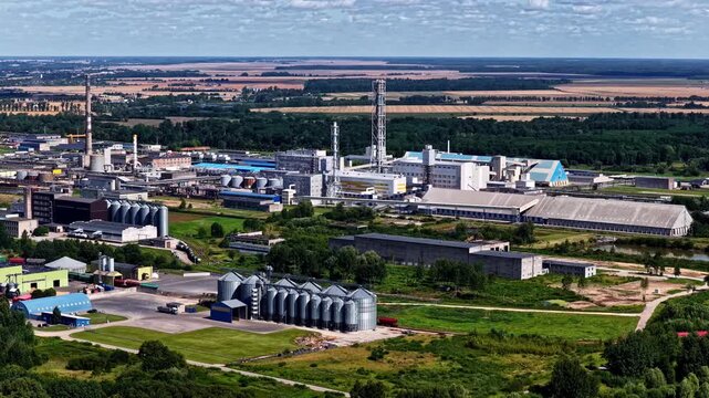 Lifosa phosphate fertilizer plant aerial view from above Kėdainiai, Lithuania