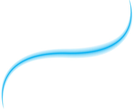 Elegant blue glowing curved light streak forming a smooth wave shape, isolated on a clean white background. Suitable for modern graphic design, technology concepts, motion effects, banners, presentati