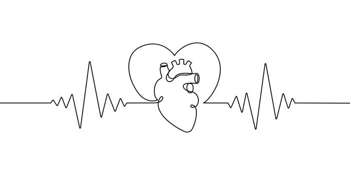 Line heart icon heartbeat rate health beat ecg medical vector. Icon heart illustration drawing line electrocardiogram wave cardio ekg neon normal shape frequency cardiogram healthy cardiology hand.