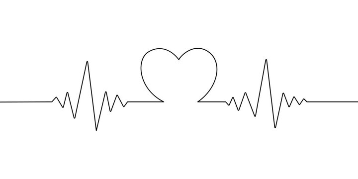 Line heart icon heartbeat rate health beat ecg medical vector. Icon illustration drawing line heart life outline curve graph electrocardiogram background cardio ekg rythm doctor art hospital rhythm.