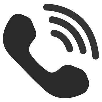 Black phone handset icon with wireless signal waves
