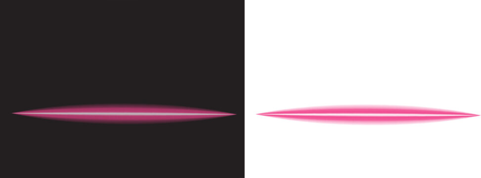 PInk Horizontal Glow Light Streak Isolated on Transparent Background