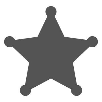 Black five pointed star badge or sheriff symbol with dots at each point
