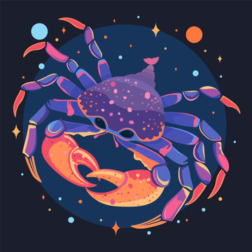 Cancer zodiac sign, colorful illustration