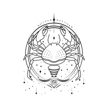 Cancer zodiac sign, outline, line art