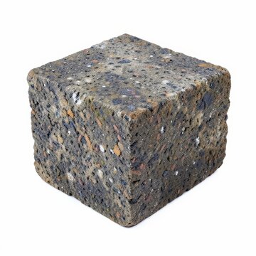 Rough granite paving block isolated cube for streetscape construction and urban landscaping projects